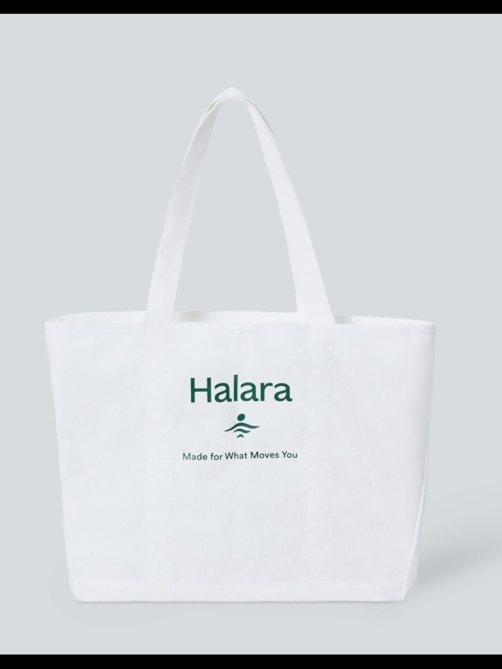 HALARA White Canvas Tote with Green Logo